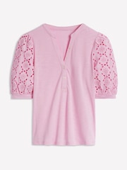 Boden Pink Eden Puff Sleeve Henley Top - Image 6 of 6