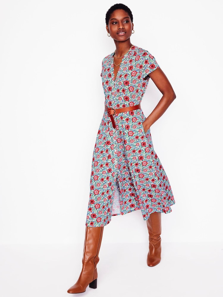 Boden White Sara Jersey Shirt Dress - Image 1 of 6