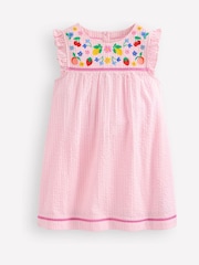 Boden Dark Pink 100% Cotton Celia Woven Embroidered Holiday Dress - Image 1 of 3