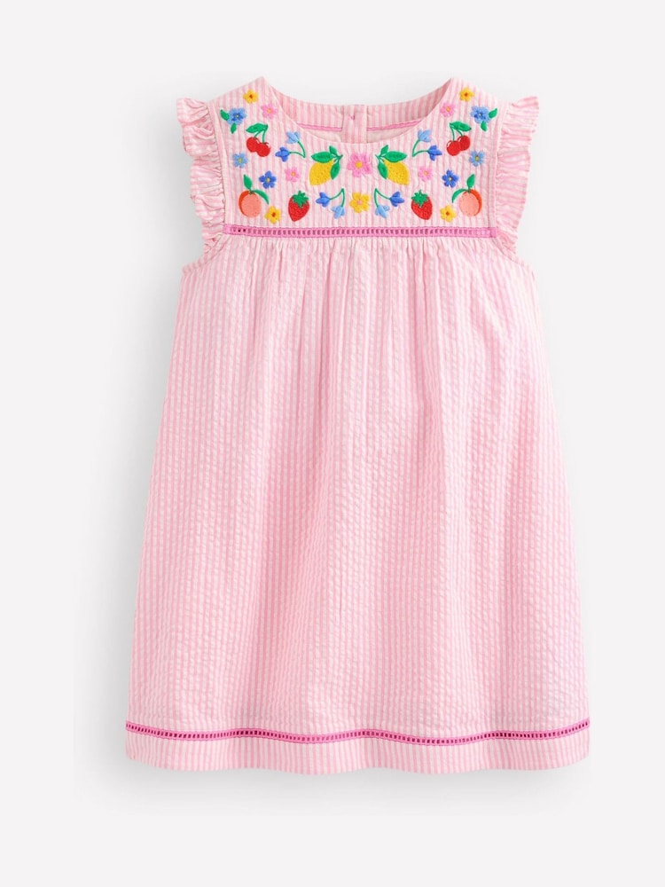 Boden Dark Pink 100% Cotton Celia Woven Embroidered Holiday Dress - Image 1 of 3 Boden Dark Pink 100% Cotton Celia Woven Embroidered Holiday Dress - Image 1 of 3