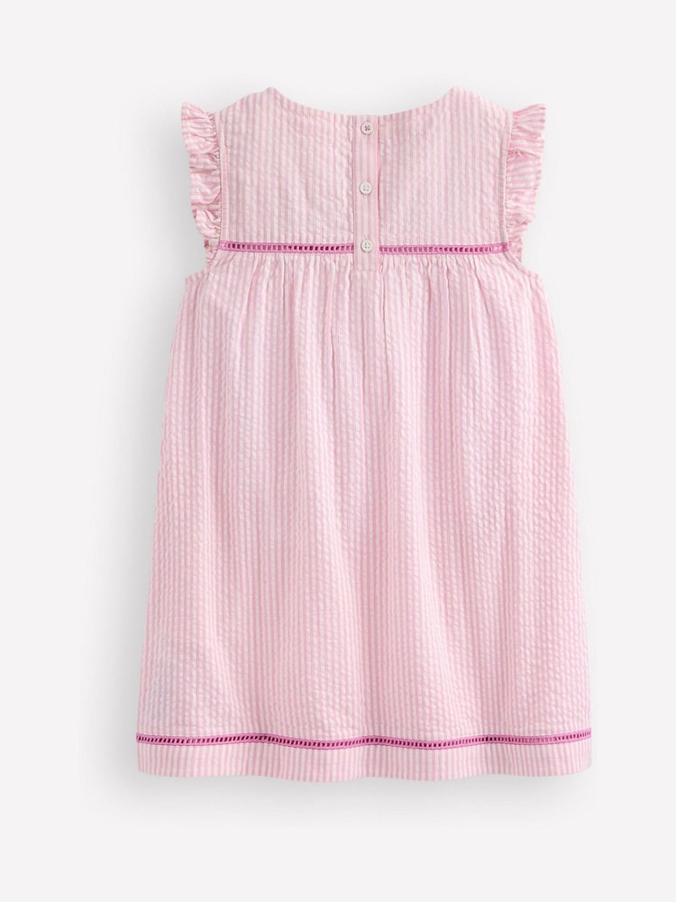 Boden Dark Pink 100% Cotton Celia Woven Embroidered Holiday Dress - Image 2 of 3