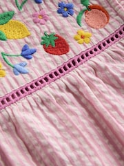 Boden Dark Pink 100% Cotton Celia Woven Embroidered Holiday Dress - Image 3 of 3