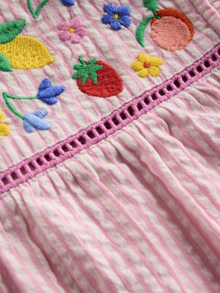 Boden Dark Pink 100% Cotton Celia Woven Embroidered Holiday Dress - Image 3 of 3