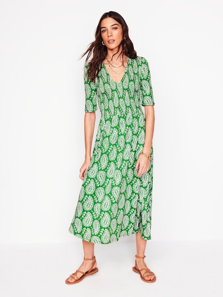 Boden Green Bethany Smocked Jersey Dress - Image 1 of 6 Boden Green Bethany Smocked Jersey Dress - Image 1 of 6