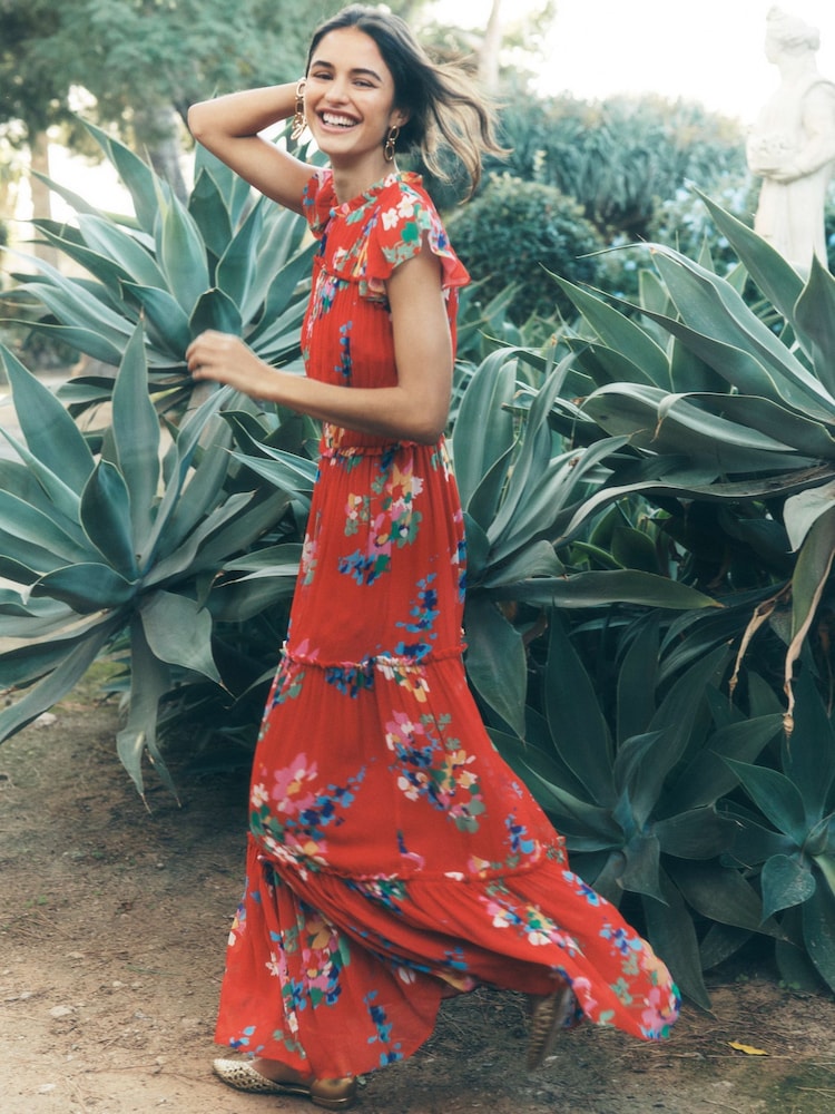Boden Red Sleeveless Ruffle Dress - Image 1 of 7
