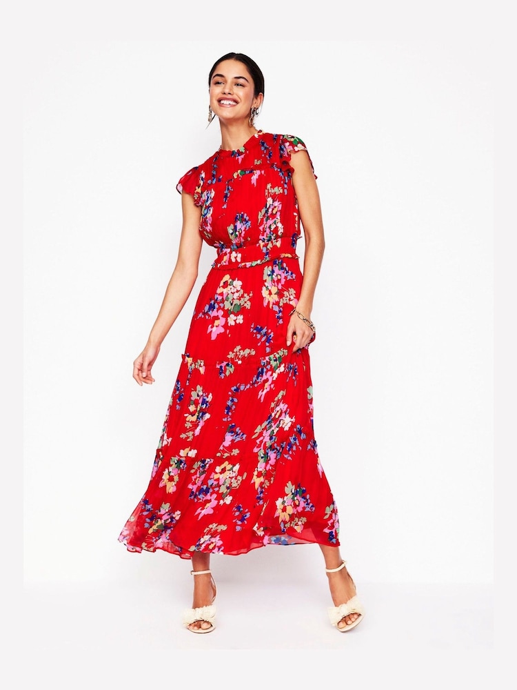 Boden Red Sleeveless Ruffle Dress - Image 2 of 7