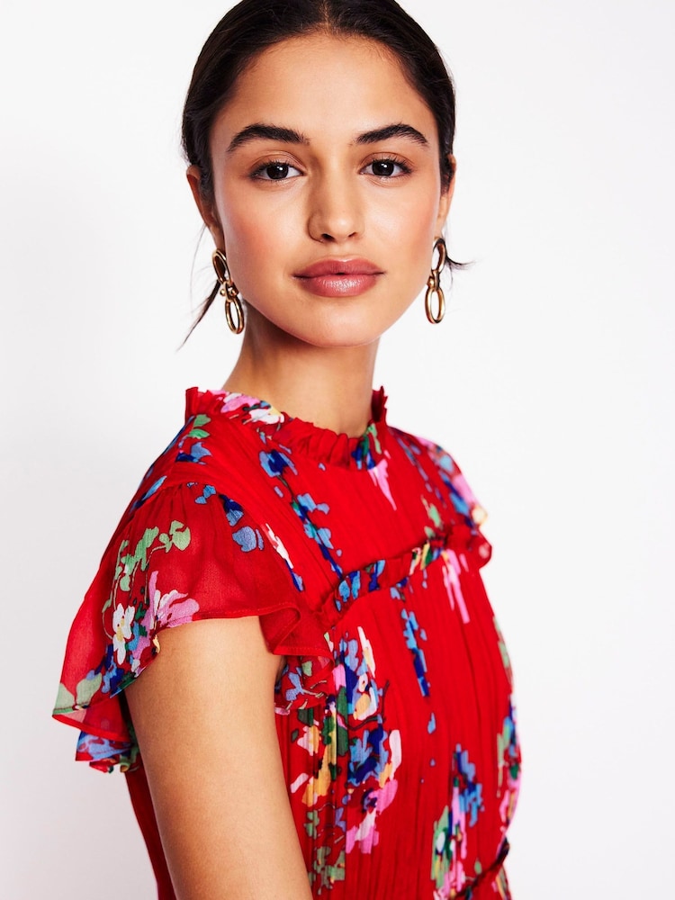 Boden Red Sleeveless Ruffle Dress - Image 3 of 7