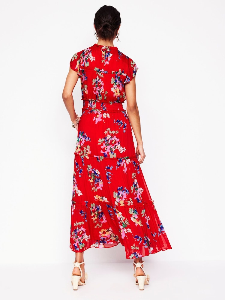 Boden Red Sleeveless Ruffle Dress - Image 4 of 7