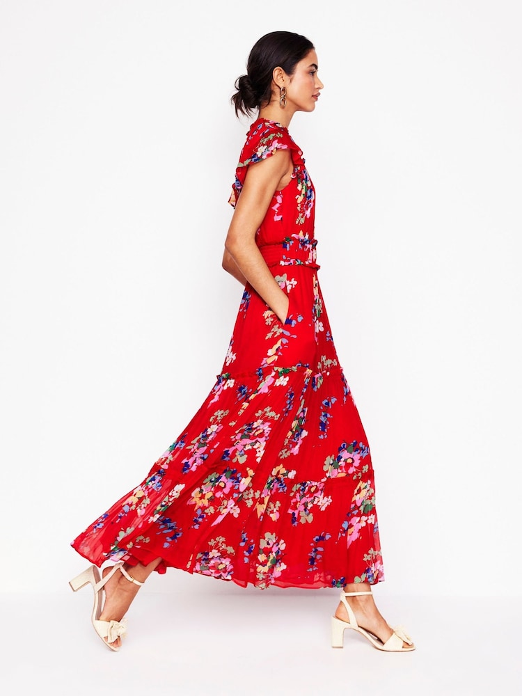 Boden Red Sleeveless Ruffle Dress - Image 5 of 7