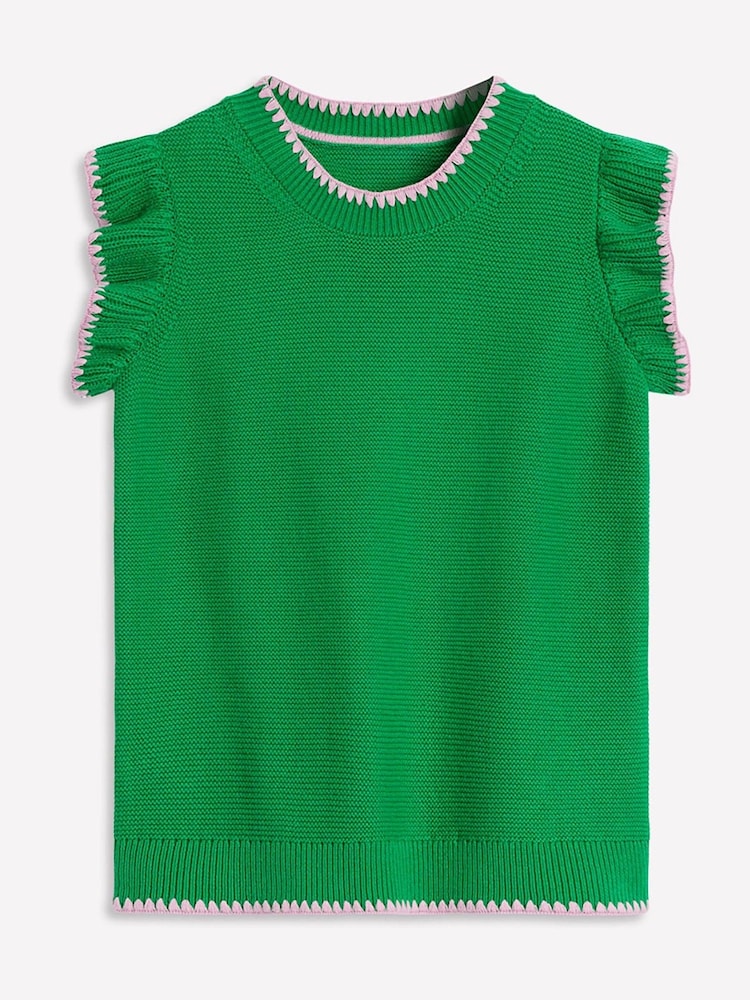 Boden Green 100% Cotton Lena Stitch Detail Tank - Image 4 of 5