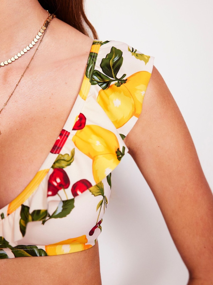 Boden Cream Evia Ruffle Bikini Top - Image 2 of 6