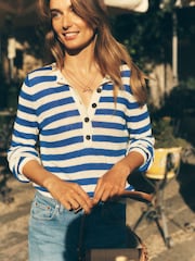 Boden Blue Liv Henley Jumper - Image 1 of 8