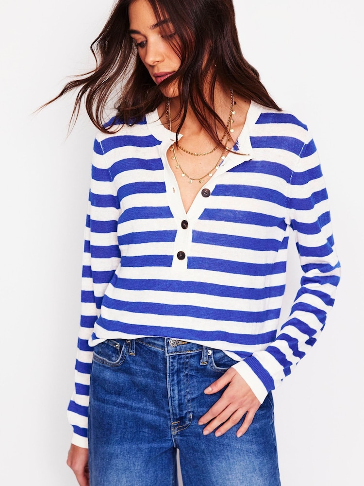 Boden Blue Liv Henley Jumper - Image 2 of 8
