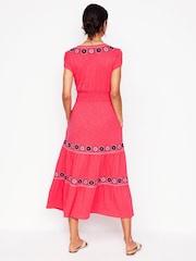 Boden Pink Embroidered Jersey Dress - Image 4 of 5