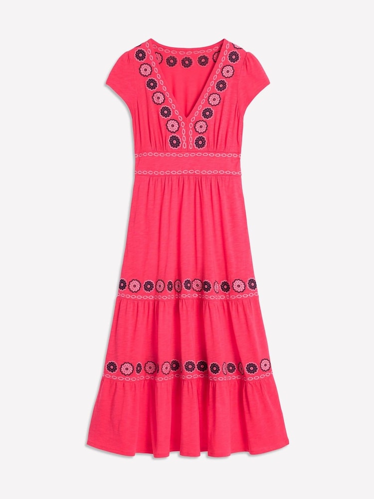 Boden Pink Embroidered Jersey Dress - Image 5 of 5