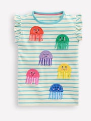 Boden Blue Jellyfish Flutter Short Sleeve 100% Cotton T-Shirt - Image 1 of 3