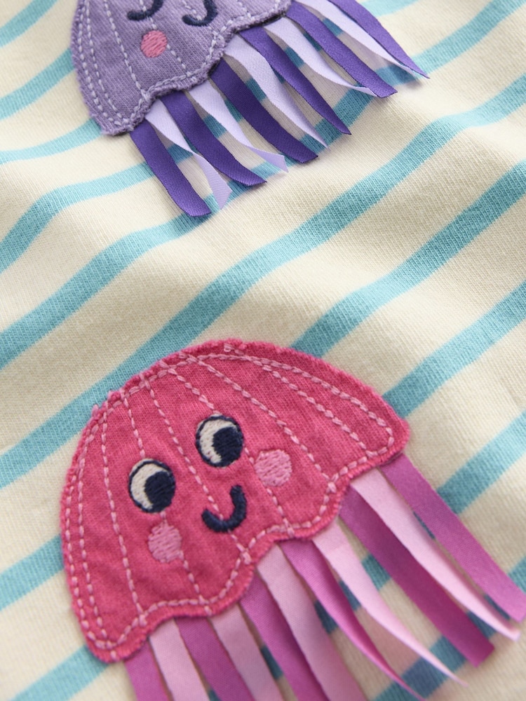 Boden Blue Jellyfish Flutter Short Sleeve 100% Cotton T-Shirt - Image 3 of 3