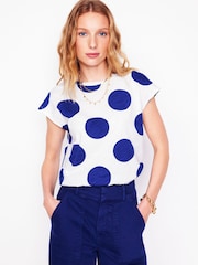 Boden Blue Louisa Slub 100% Cotton T-Shirt - Image 1 of 4