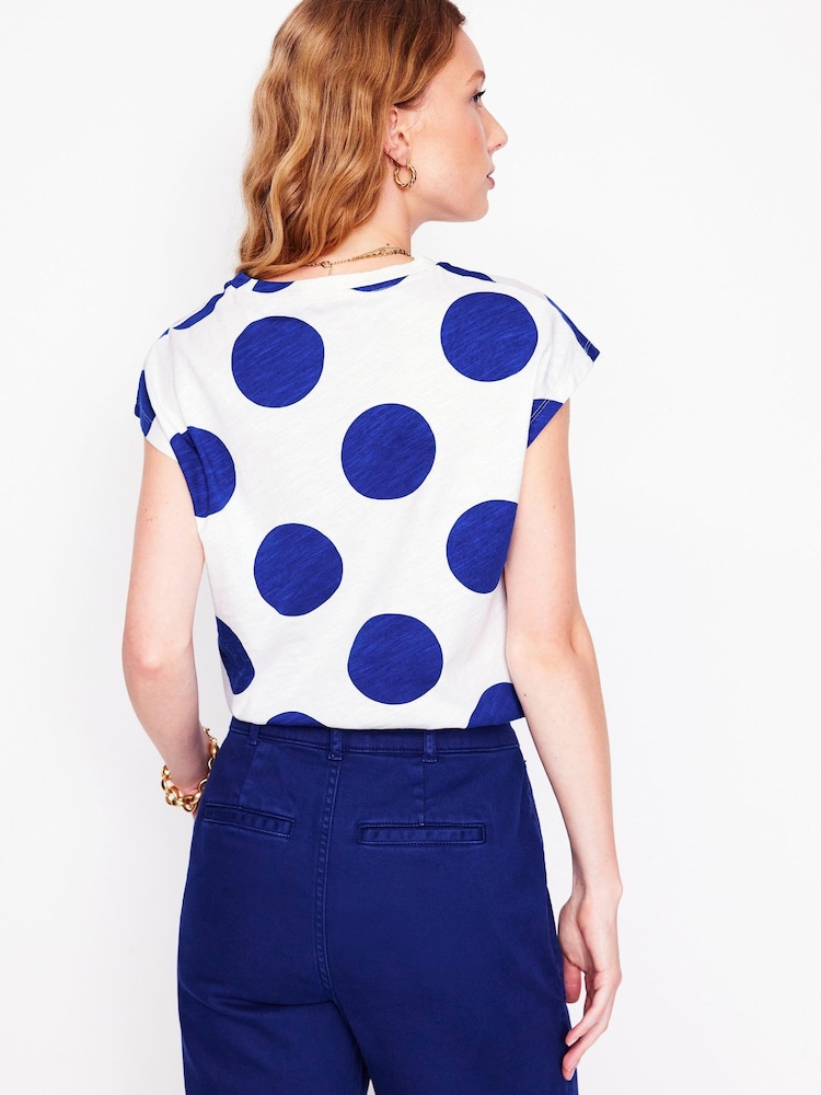 Boden Blue Louisa Slub 100% Cotton T-Shirt - Image 2 of 4