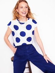 Boden Blue Louisa Slub 100% Cotton T-Shirt - Image 3 of 4