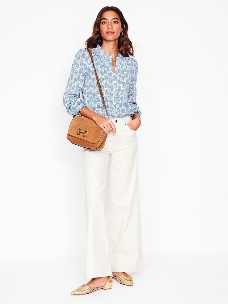Boden Blue Fay Smocked Jersey Shirt - Image 3 of 3