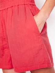 Boden Red Smocked Double Cloth Shorts - Image 2 of 5