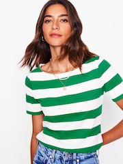 Boden Green Ella Short Sleeve 100% Cotton Breton T-Shirt - Image 1 of 4