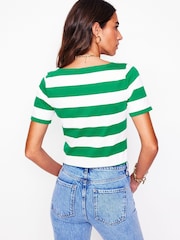 Boden Green Ella Short Sleeve 100% Cotton Breton T-Shirt - Image 2 of 4