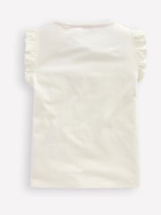 Boden Cream Flutter Short Sleeve 100% Cotton T-Shirt - Image 2 of 3