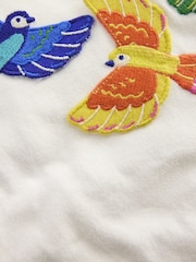 Boden Cream Flutter Short Sleeve 100% Cotton T-Shirt - Image 3 of 3