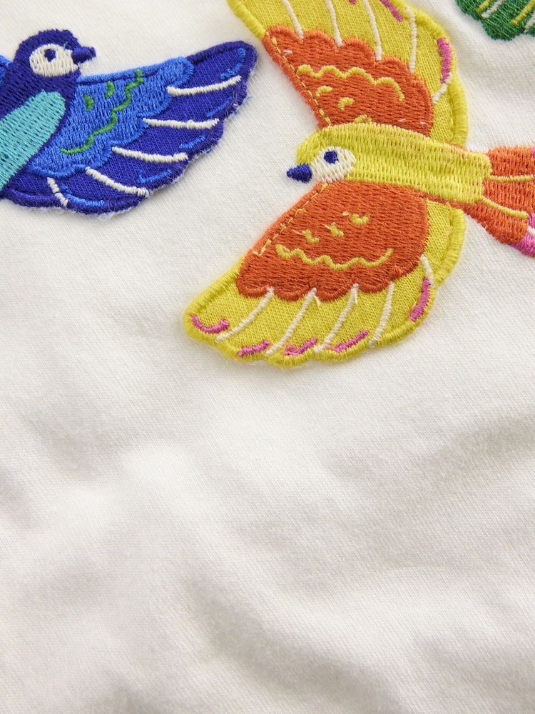 Boden Cream Flutter Short Sleeve 100% Cotton T-Shirt - Image 3 of 3