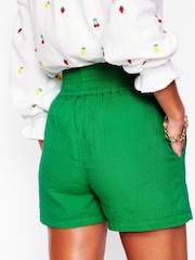 Boden Green Smocked Double Cloth Shorts - Image 4 of 6