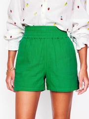 Boden Green Smocked Double Cloth Shorts - Image 5 of 6
