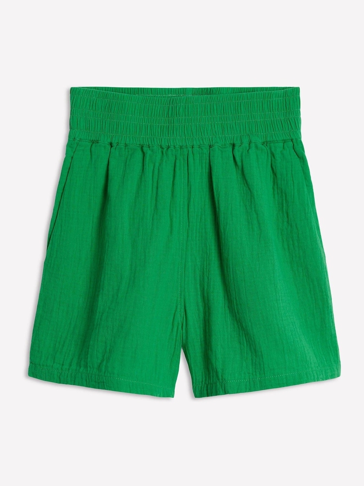 Boden Green Smocked Double Cloth Shorts - Image 6 of 6