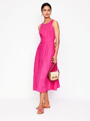 Boden Pink Carla Linen Midi Dress - Image 1 of 7