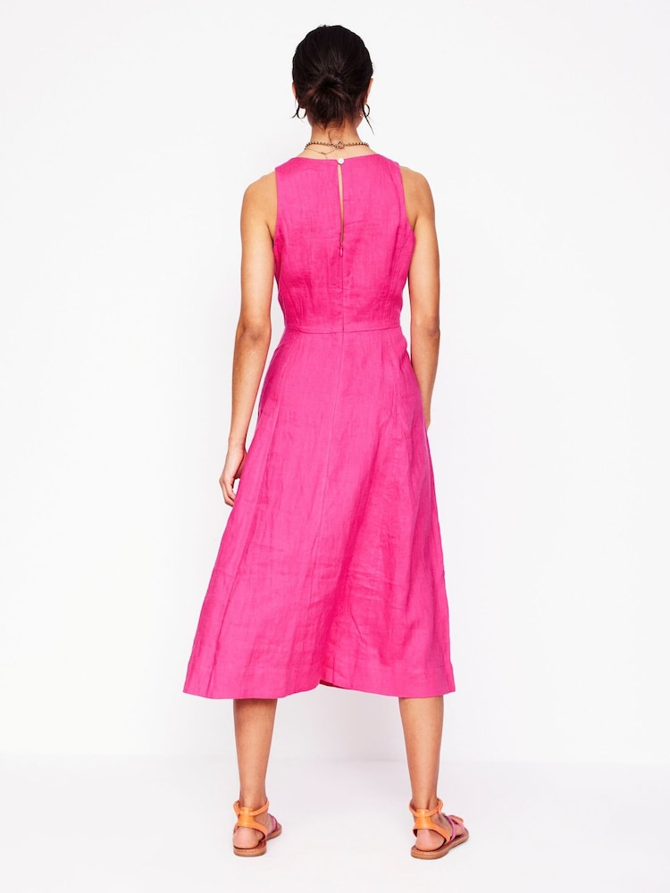 Buy Boden Pink Carla Linen Midi Dress from Next Luxembourg