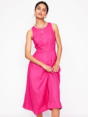 Boden Pink Carla Linen Midi Dress - Image 4 of 7