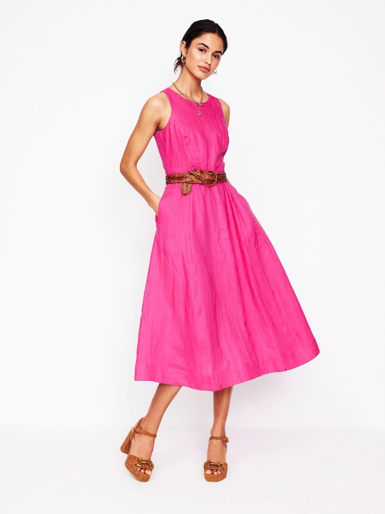 Buy Boden Pink Carla Linen Midi Dress from Next Netherlands