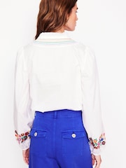 Boden White Embroidered 100% Cotton Top - Image 4 of 7
