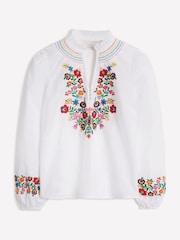 Boden White Embroidered 100% Cotton Top - Image 7 of 7