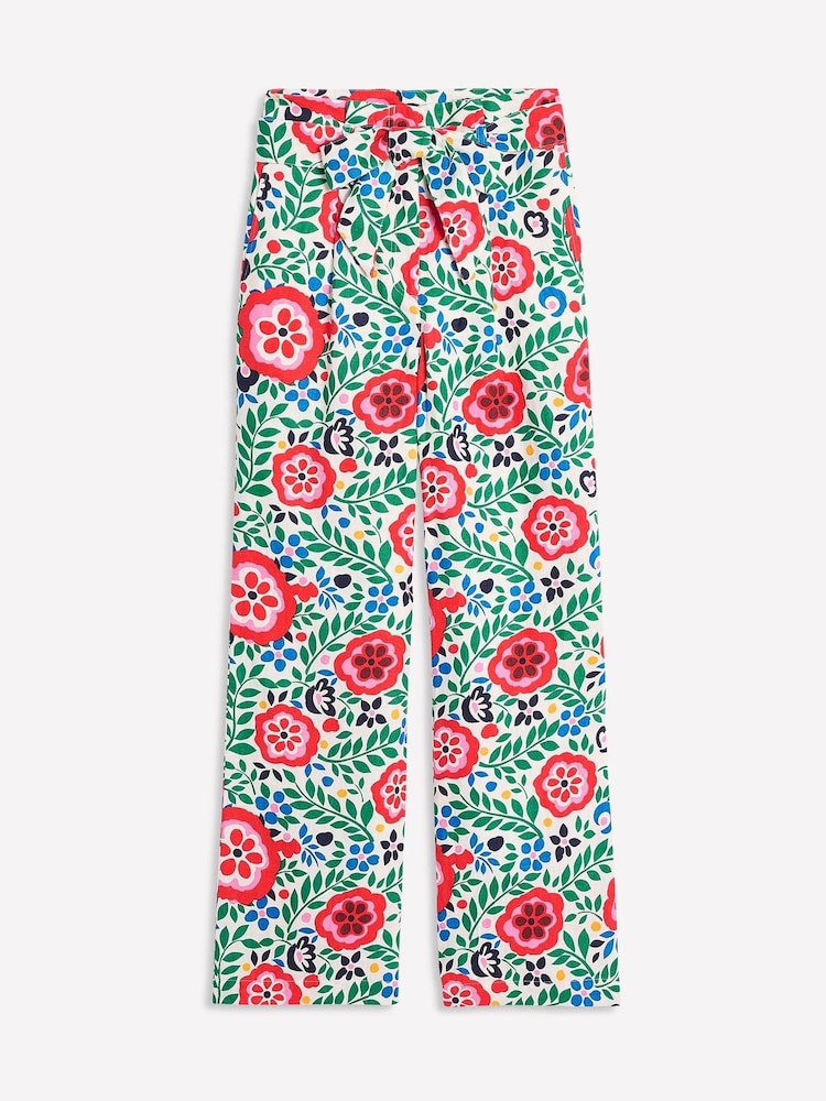 Boden Green Belted 100% Cotton Linen Trousers - Image 5 of 5