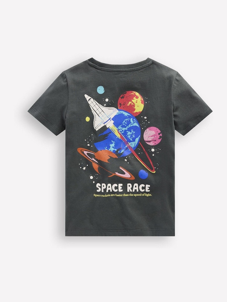 Boden Grey Front and Back Graphic 100% Cotton T-Shirt - Image 2 of 3