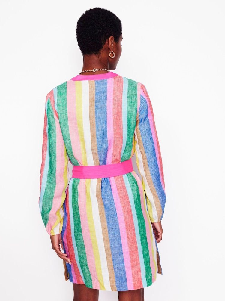 Boden Multi Cleo Tie Waist Linen Dress - Image 3 of 6