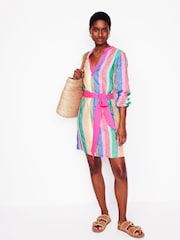 Boden Multi Cleo Tie Waist Linen Dress - Image 4 of 6