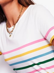 Boden Pink Ella Short Sleeve 100% Cotton Breton T-Shirt - Image 3 of 4