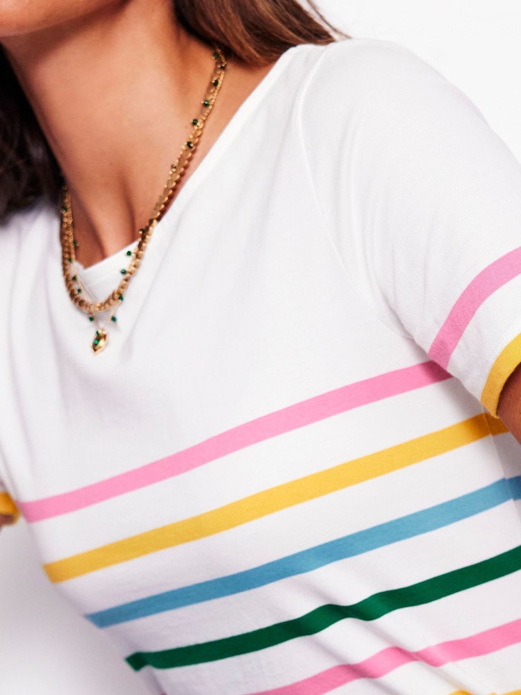 Boden Pink Ella Short Sleeve 100% Cotton Breton T-Shirt - Image 3 of 4
