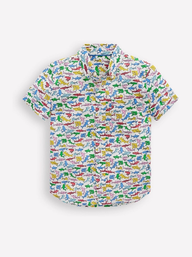 Boden White Shark Cotton Linen Shirt - Image 3 of 5