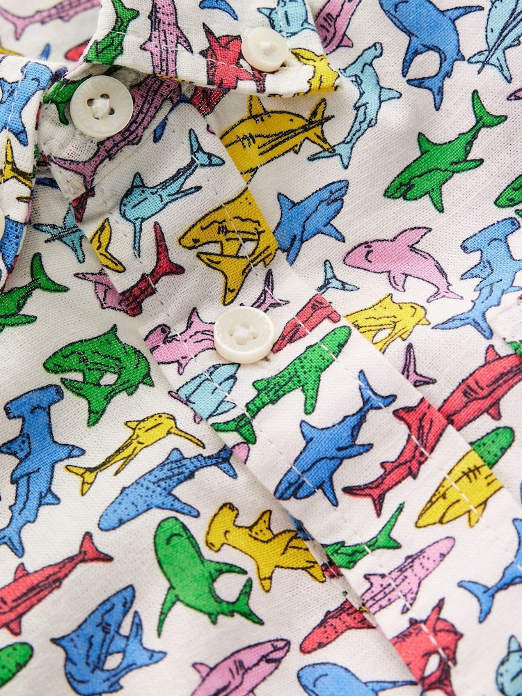 Boden White Shark Cotton Linen Shirt - Image 5 of 5 Boden White Shark Cotton Linen Shirt - Image 5 of 5