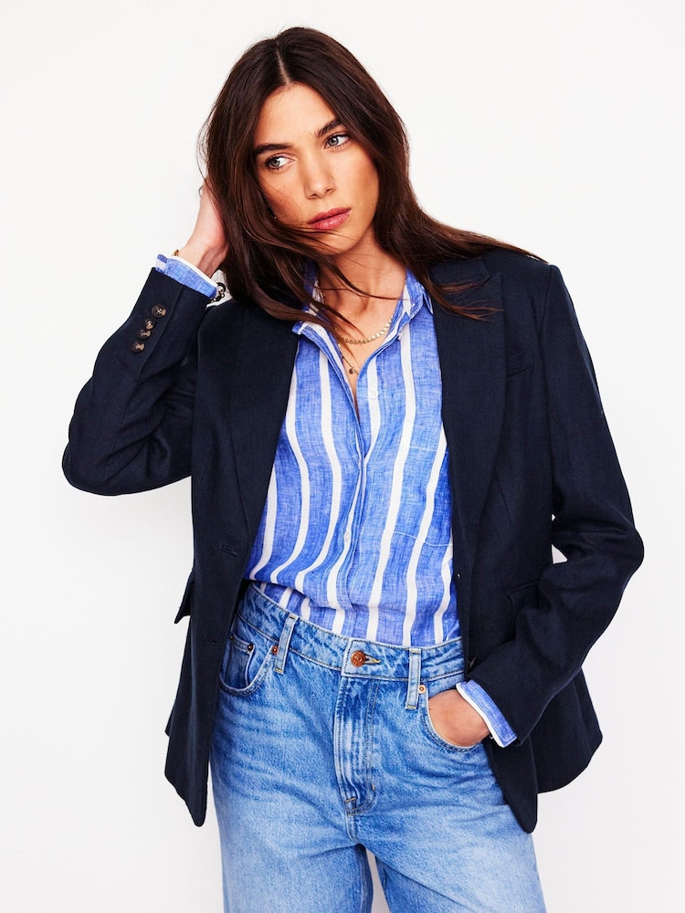Boden Blue Stamford Linen Blazer - Image 1 of 6