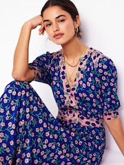 Boden Blue Lily Jersey Midi Tea Dress - Image 1 of 7